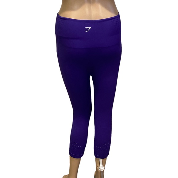 Gymshark Energy Seamless High Waist Purple Capri Leggings Tights Size Large? EUC - Picture 5 of 7